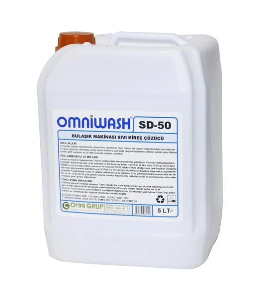 Omniwash SD-50 Bulaşık Makinesi Sıvı Kireç Çözücü 5000 ml 4 Adet - 2