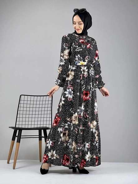 Moda Çizgi Tesettür Elbise - 3