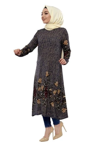 Moda Çizgi İşlemeli Krep Şal - 3