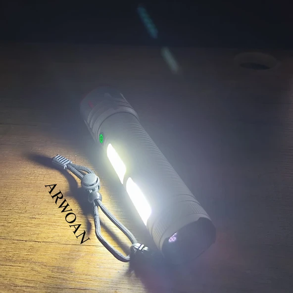 ARWOAN Şarjlı Alüminyum Gövdeli LED El Feneri | Yüksek Lümenli, Zoom Özellikli, Su Geçirmez, Taşınabilir Fener - 7