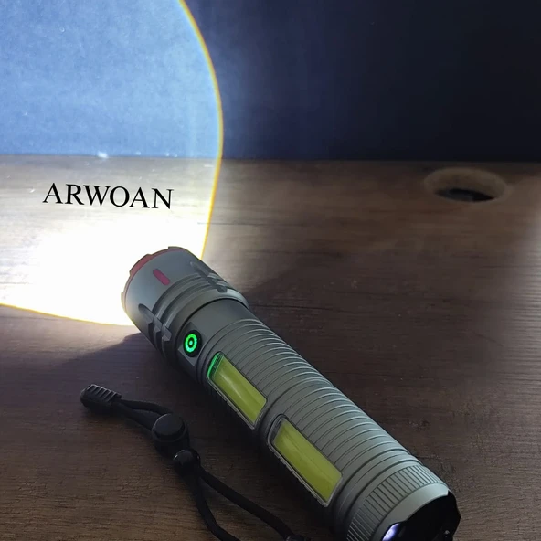 ARWOAN Şarjlı Alüminyum Gövdeli LED El Feneri | Yüksek Lümenli, Zoom Özellikli, Su Geçirmez, Taşınabilir Fener - 6