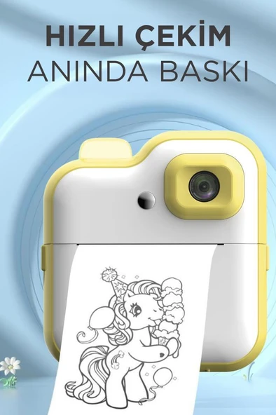 Torima TRM-CMR15 Sarı Dijital Video Kayıt Fotoğraf Çocuk Kamerası Anlık Termal Resim Kağıt Baskılı Yazıcı - 2