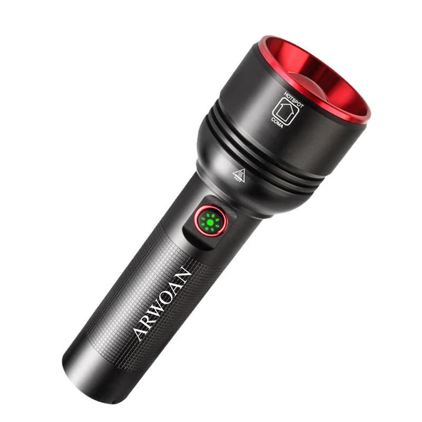 ARWOAN Şarjlı LED El Feneri  Kademesiz Parlaklık Ayarlı, USB Şarjlı, Yüksek Işık Gücü, Taşınabilir Fener - Resim 4