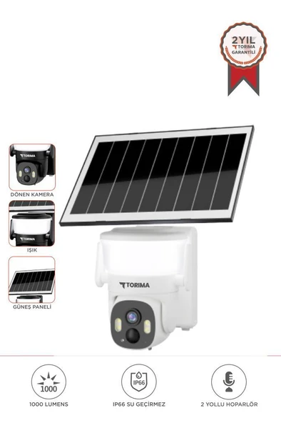 Torima CMR30 Beyaz Şarjlı Duvar Lambası Görünümlü Dış Mekan Kamerası Akıllı IP Güneş Enerjili Kamera - 1