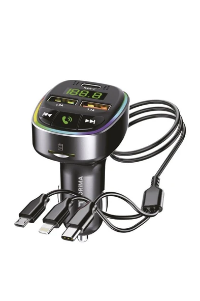 TORİMA G15 Siyah FM Transmitter Araç Şarj Cihazı (18W Hızlı Şarj - USB/Type-C/TF Kart Destekli) - Resim 5