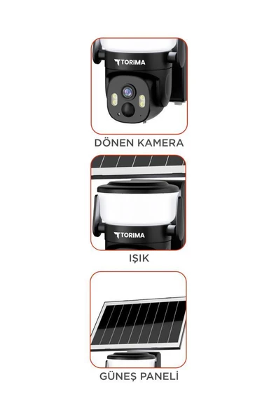 Torima CMR30 Beyaz Şarjlı Duvar Lambası Görünümlü Dış Mekan Kamerası Akıllı IP Güneş Enerjili Kamera - 3
