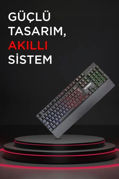 Torima TK-10 Kablosuz  Mekanik Hisli Şarj Edilebilir RGB Işıklı Wireless Gaming Klavye - Resim 2