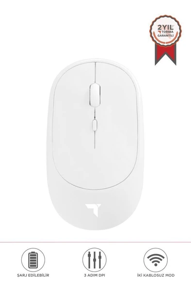 Torima TM-16 Beyaz Kablosuz Çift Modlu Sessiz Mouse Fare ürün görseli