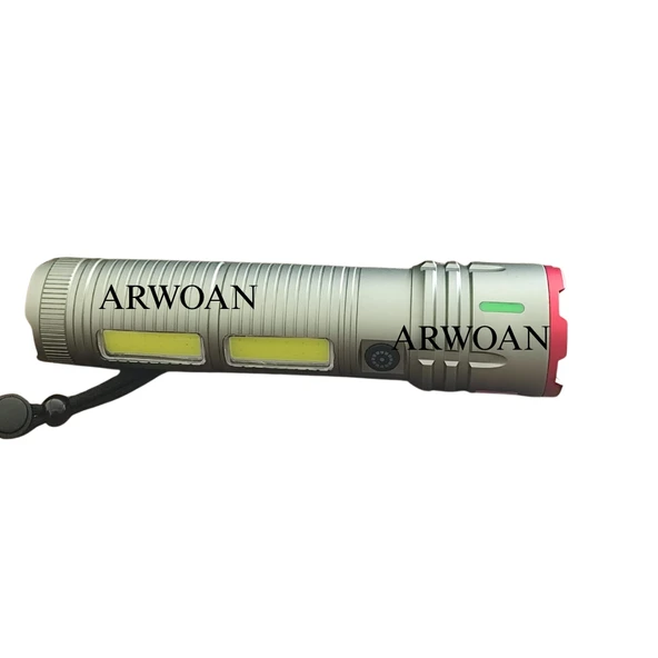 ARWOAN Şarjlı Alüminyum Gövdeli LED El Feneri | Yüksek Lümenli, Zoom Özellikli, Su Geçirmez, Taşınabilir Fener - 4