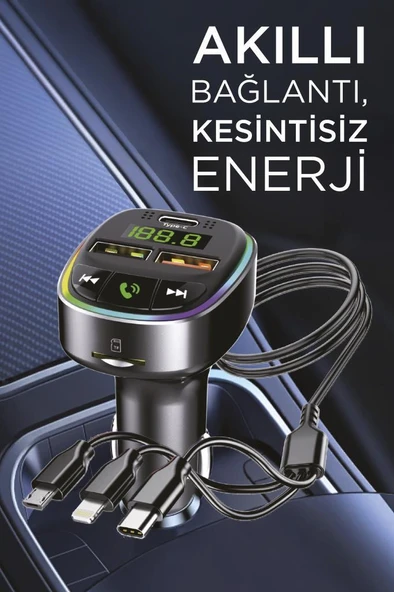 TORİMA G15 Siyah FM Transmitter Araç Şarj Cihazı (18W Hızlı Şarj - USB/Type-C/TF Kart Destekli) - Resim 3