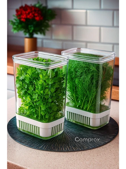 Yeşillik Saklama Kabı 2 Ad 2900ML Maydonoz,dereotu,tere Roka Yeşillik Sebze Kabı ürün görseli