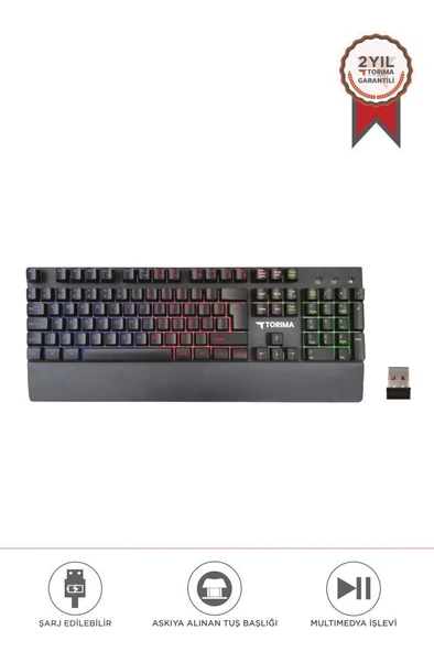 Torima TK-10 Kablosuz  Mekanik Hisli Şarj Edilebilir RGB Işıklı Wireless Gaming Klavye ürün görseli