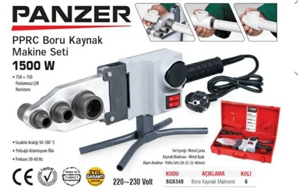 Sgs 348 PANZER PPRC Boru Kaynak Makina Seti 1500 Watt + Makas Dahil Paket - 3