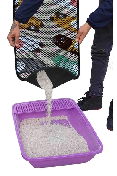 Aktunç Elekli Tuvalet Desenli Önü Kedi Kumu Paspası 60X120 cm DESEN 6 - 3