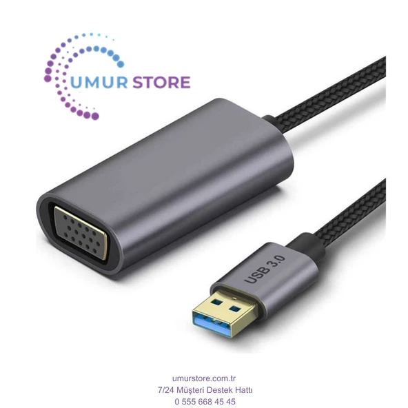 USB 3.0 To VGA Dönüştürücü 1080P Full Hd Görüntü Aktarım Kablosu Tak & Çalıştır ürün görseli 1