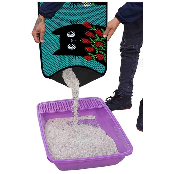 Aktunç Elekli Tuvalet Desenli Önü Kedi Kumu Paspası 60X120 cm DESEN 7 - 3