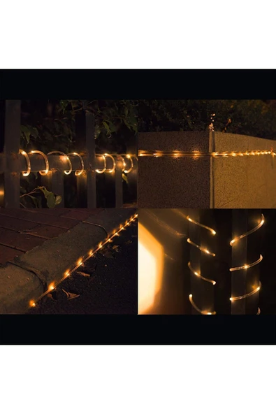 MENFRY Solar Enerjili Neon Led Dış Mekan Bahçe Teras Balkon Ağaç Aydınlatması Animasyonlu (10 METRE) - 2