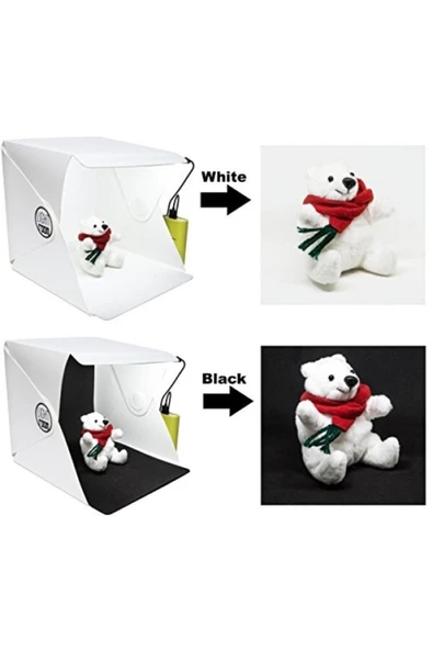 Horasan Ticaret Mini Stüdyo Led Işıklı 20x20 Cm Ürün Fotoğraf Çekim Çadırı - 2