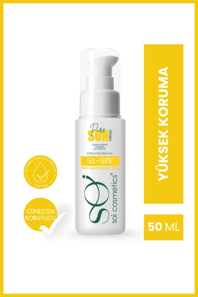 Pure Sun Cream SPF50+ | Aydınlatıcı, Nemli ve Koruyucu Yüz Güneş Kremi | Leke & Yaşlanma Karşıtı