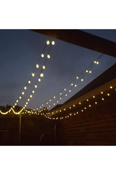 La Push Concept Solar 50 Ledli 8 Modlu Büyük Cam Kristal Misket Top 7mt Bahçe Dekorasyon Güneş Enerjili Süsleme - Resim 5