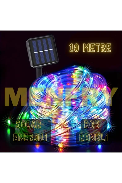 MENFRY Solar Enerjili Neon Rgb Led Dış Mekan Bahçe Teras Balkon Ağaç Aydınlatması Animasyonlu(10 METRE) - 1