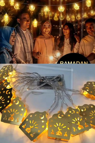 ENASHOP Ramazan Ayına Özel Karışık Figürlü Metal LED Işıklar  Süsleme Işığı Gün Işığı - 3