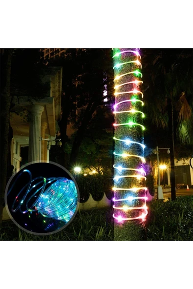 MENFRY Solar Enerjili Neon Rgb Led Dış Mekan Bahçe Teras Balkon Ağaç Aydınlatması Animasyonlu(10 METRE) - 5