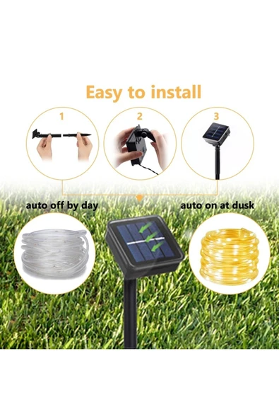 MENFRY Solar Enerjili Hortum Kaplamalı LED İç Dış Mekan Bahçe Balkon Teras Aydınlatma Dekor - 2