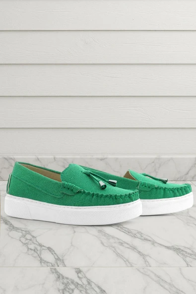 Rakerplus Yeşil Süet Ekstra Hafif Çocuk Makosen Ayakkabı ürün görseli