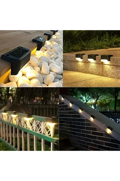 MENFRY Solar Güneş Enerjili Şarj Edilen Köşebent Merdiven Veranda Bahçe Led Lamba Siyah (1-adet) - 3