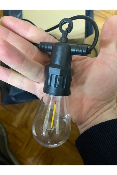 MENFRY Dış Mekan 10 Ampul ve Duyulu Kancalı Bağlanabilir Bahçe Teras Balkon Aydınlatma IP65 Işık Zinciri - 2