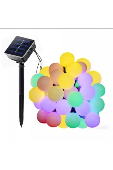 MENFRY Solar Güneş Enerjili Rgb Led 7 Metre 50 Led Top Beyaz Top Bahçe Aydınlatma Led Işık - 1