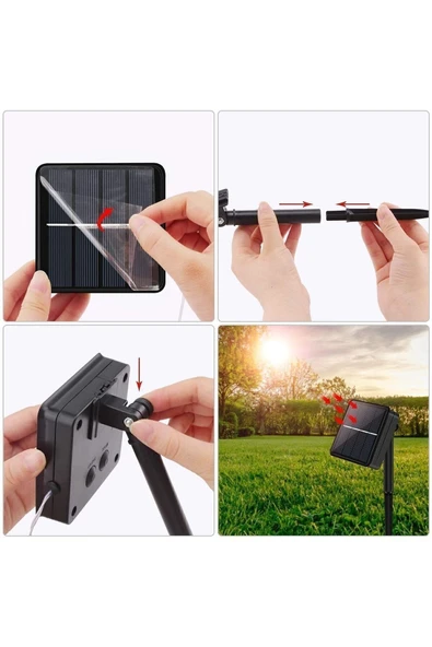 MENFRY 20 Mt Güneş Enerjili Solar Peri Led Işık Dekoratif Bahçe Büyük Panel Aydınlatma Dış Mekan (200 Led) - 4