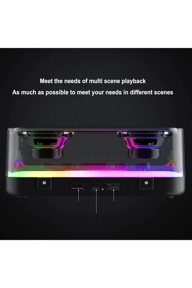 Horasan Ticaret RGB Aydınlatmalı Su Geçirmez IPX5 Bluetooth Hoparlör - Tip C Mekanik Tuşlar - 2