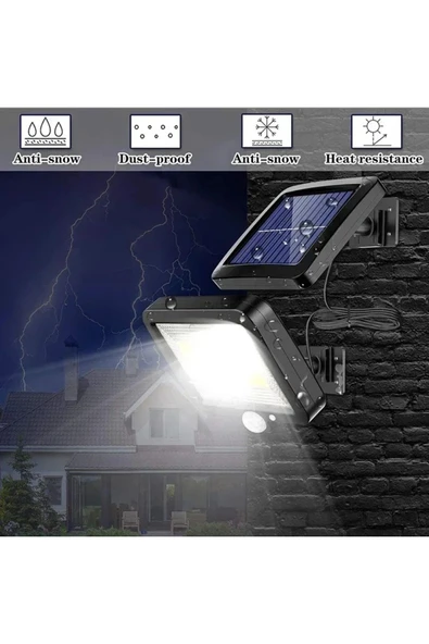 MENFRY Solar Güneş Enerjili Hareket Sensörlü Solar Aydınlatma 3 Mod 5 Metre Kablo Uzunluk - 5