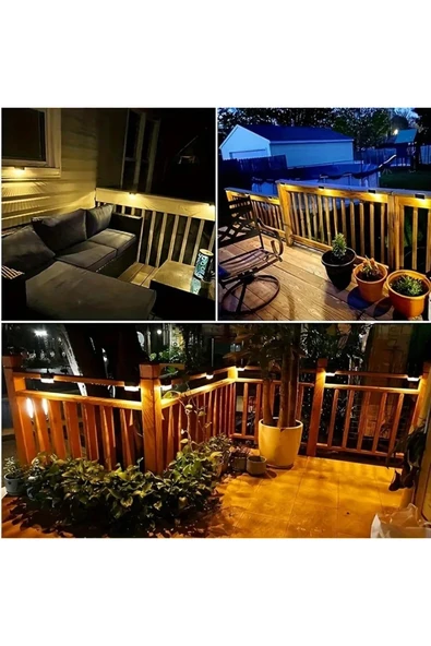 MENFRY Solar Güneş Enerjili Şarj Edilen Köşebent Merdiven Veranda Bahçe Led Lamba Siyah (1-adet) - 4