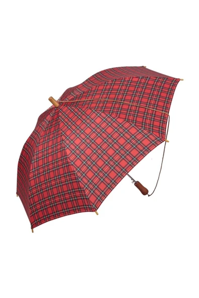 APRİL Snotline Kadın Uzun Baston Şemsiye Ekose Kırmızı 14l ürün görseli 1