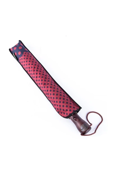 APRİL Snotline Kadın 10 Telli Şemsiye Lacivert Puantiyeli Kırmızı 32l - Resim 2