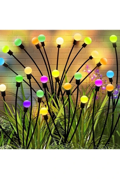 MENFRY Solar Enerjili Saplamalı Rgb Işık Dış Mekan Bahçe Aydınlatma 8 Adet Boncuk Led - Resim 2