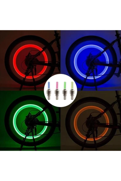 Ksmart 2 Çift (4 Adet) Led Işıklı Hareket Sensörlü Kırmızı Işıklı Bisiklet Araba Motor Sibop Kapağı Lambası - 4