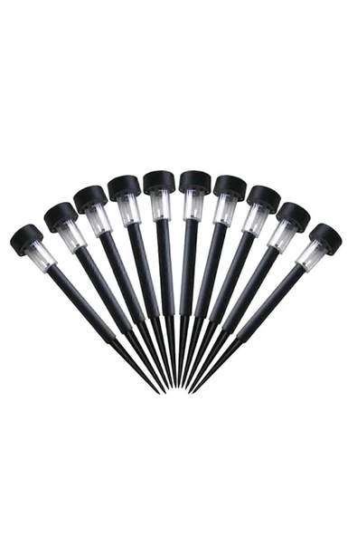 GoodHauStore 10lu 28 Cm Siyah Solar Saplama Güneş Enerjili Bahçe Işıklandırması Solar Aydınlatma - 1