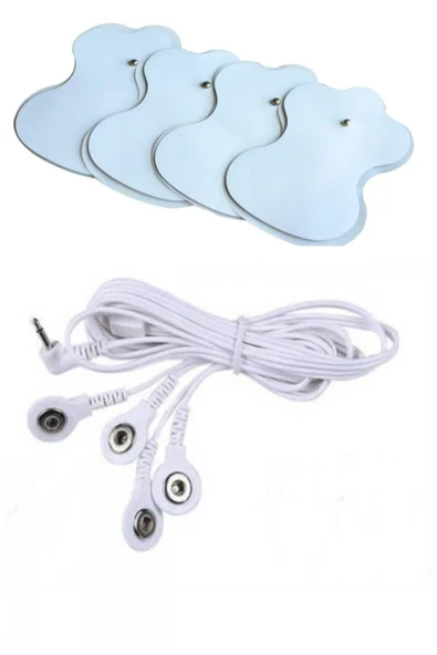 ENASHOP 4 Adet Çıtçıtlı Tens Pedi Ve 4 Uçlu Çıtçıtlı Tens Kablosu Elektro - 2