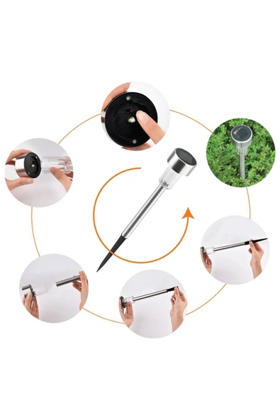 MENFRY Beyaz Ledli Solar Güneş Enerjili Bahçe Lambası 1 Li Metal Gövdeli - 4