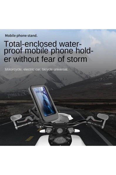 TeknoExpress Universal Su Geçirmez Dokunmatik Hassasiyeti Yüksek Bisiklet Motorsiklet Telefon Tutucu - 4