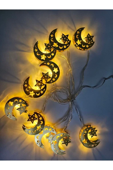 MENFRY Ramazan Kandili 2 Pilli Led 2 Metre Süsleme Dekor Işık - 4