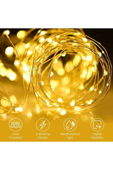 Horasan Ticaret Güneş Enerjili 20 Metre 8 Mod Gün Işığı LED Işık Şeridi - 3