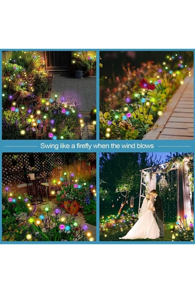 MENFRY Solar Enerjili Saplamalı Rgb Işık Dış Mekan Bahçe Aydınlatma 8 Adet Boncuk Led - Resim 3