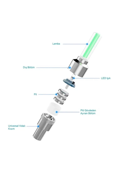 Ksmart 2 Çift (4 Adet) Led Işıklı Hareket Sensörlü Kırmızı Işıklı Bisiklet Araba Motor Sibop Kapağı Lambası - 5