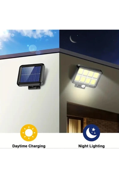 MENFRY Solar Güneş Enerjili Bahçe Ve Dış Mekan Aydınlatma Hareket Sensörlü 120 Cob Ledli Işık 5 Mt Kablo - Resim 3