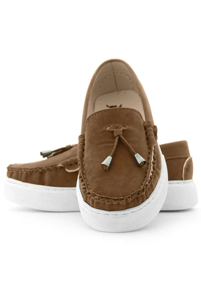 Rakerplus Taba Süet Ekstra Hafif Çocuk Makosen Ayakkabı - Resim 9